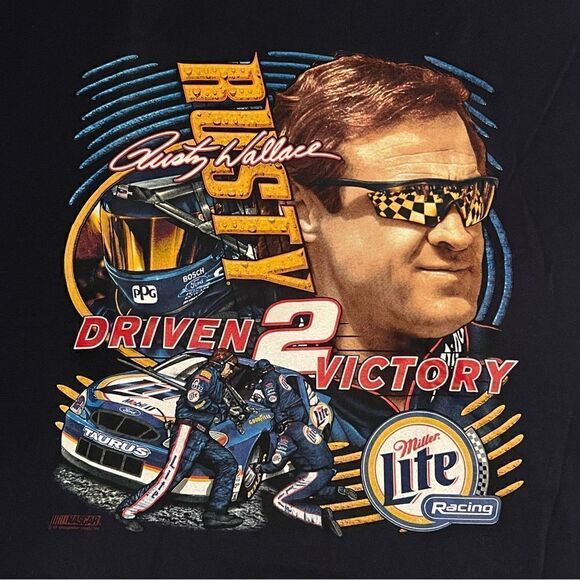 VTG Chase Authentics Rusty Wallace Driven 2 Victory Graphic Tee Shirt / Size XXL - Picture 3 of 5
